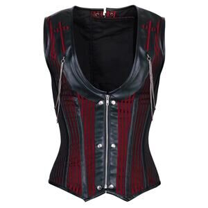 Vintage Goth Alaric Steel Boned Corset Mens Size 28 Faux Leather Cross Vampire